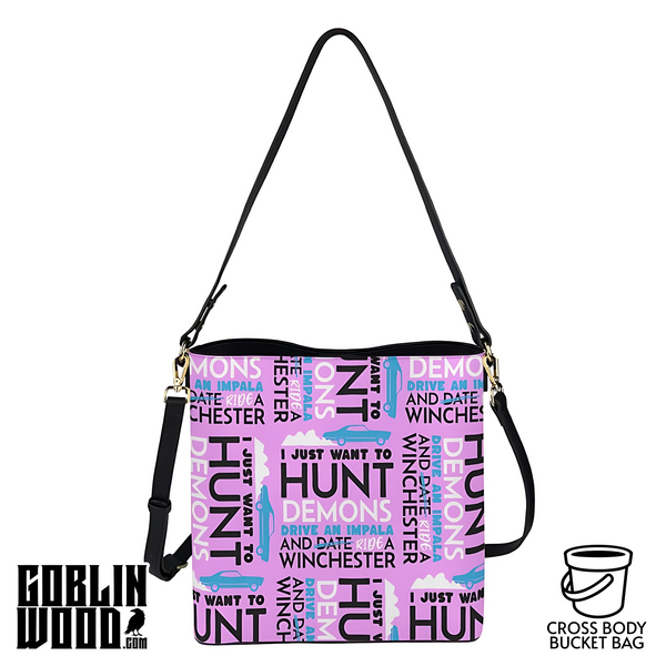 Hunt Drive Ride - Pink Cross Body Bucket Bag  - Supernatural Inspired - Goblin Wood Exclusive