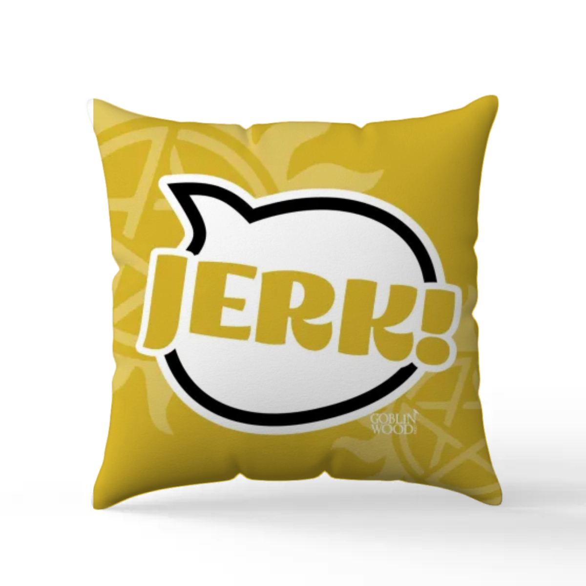 Jerk! Speech Bubble Scatter Cushion - Supernatural Inspired - Goblin Wood Exclusive