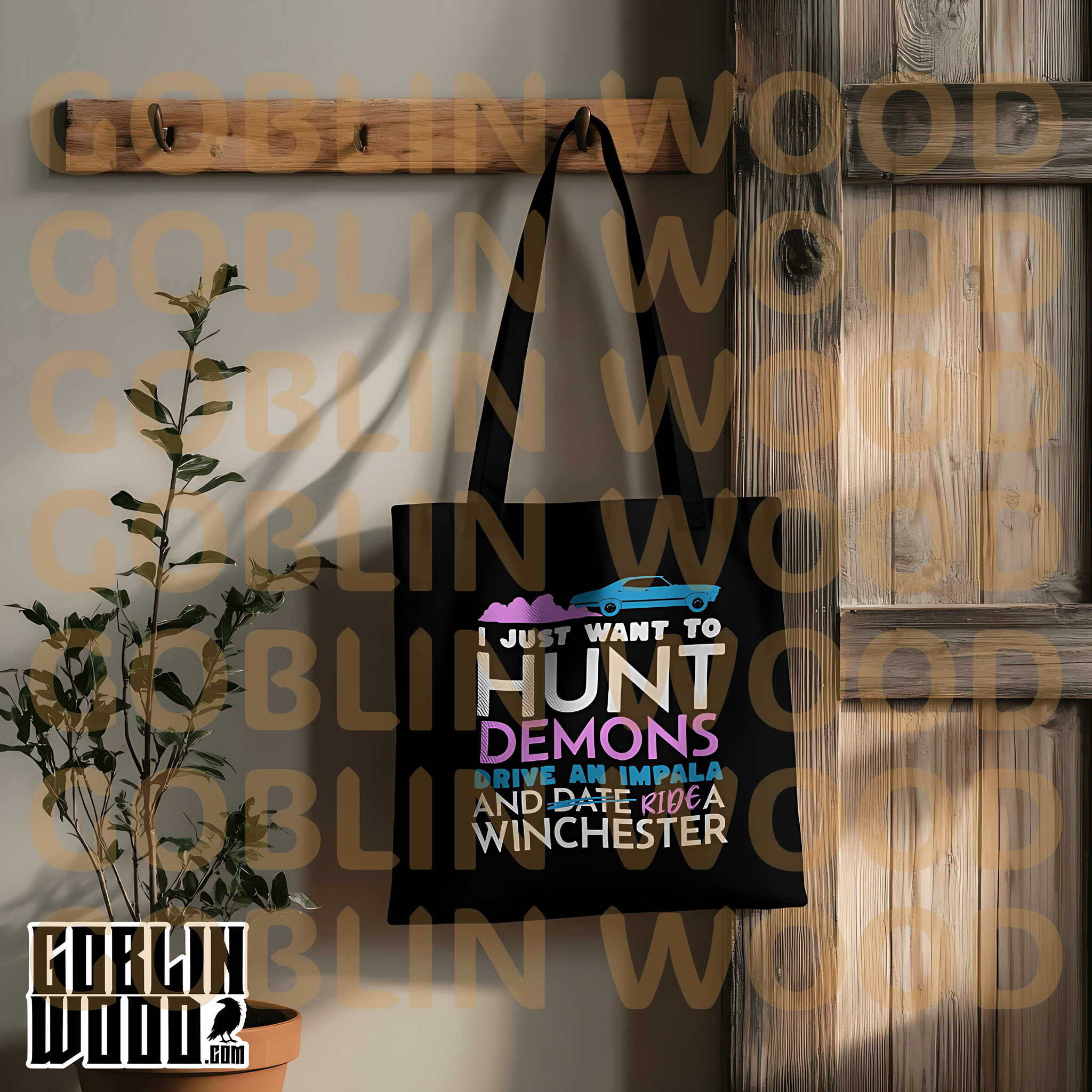 Hunt Drive Ride - Black Tote Bag - Supernatural Inspired - Goblin Wood Exclusive