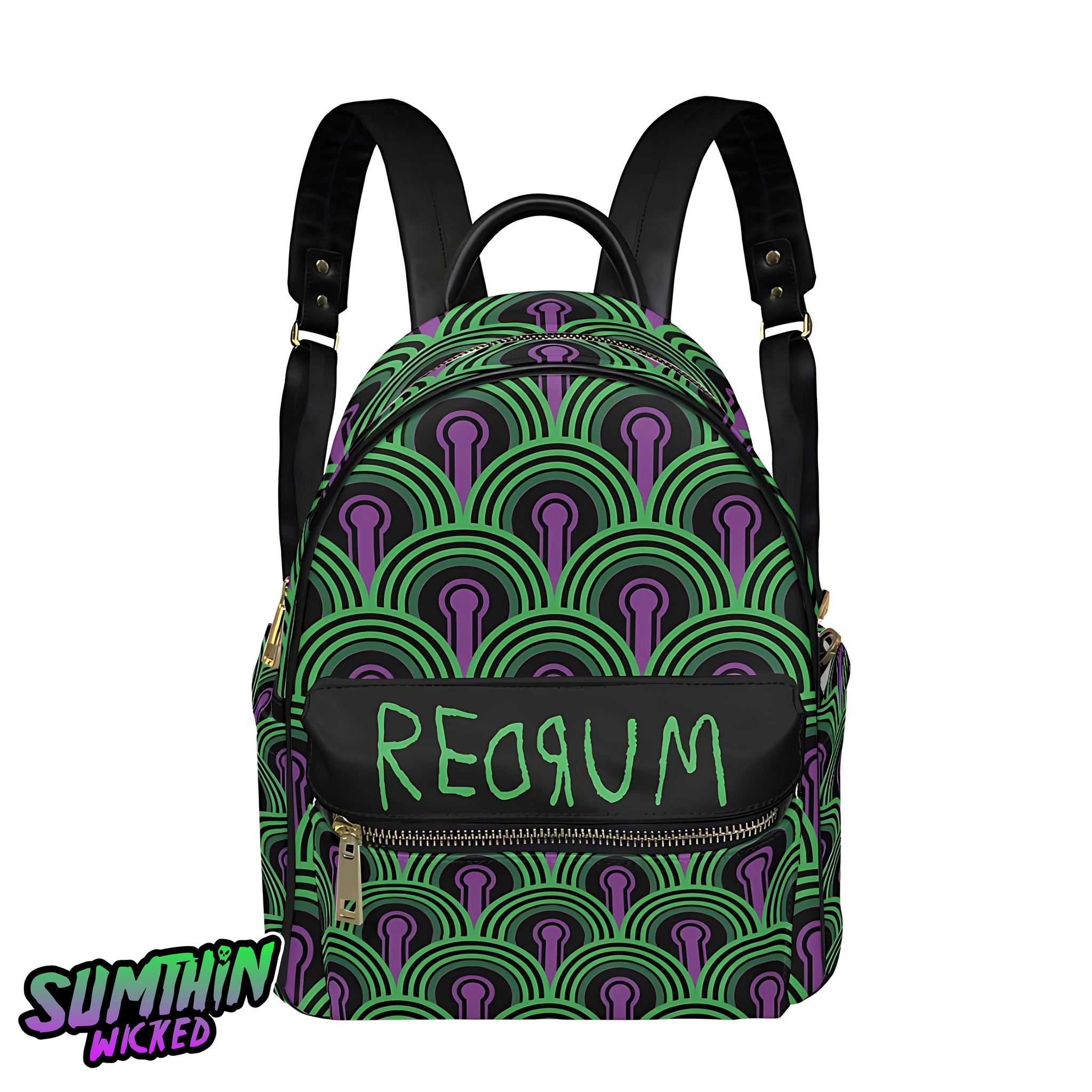 Here's Johnny! - AOP PU Mini backpack (Green) - The Shining Inspired - Sumthin Wicked Exclusive