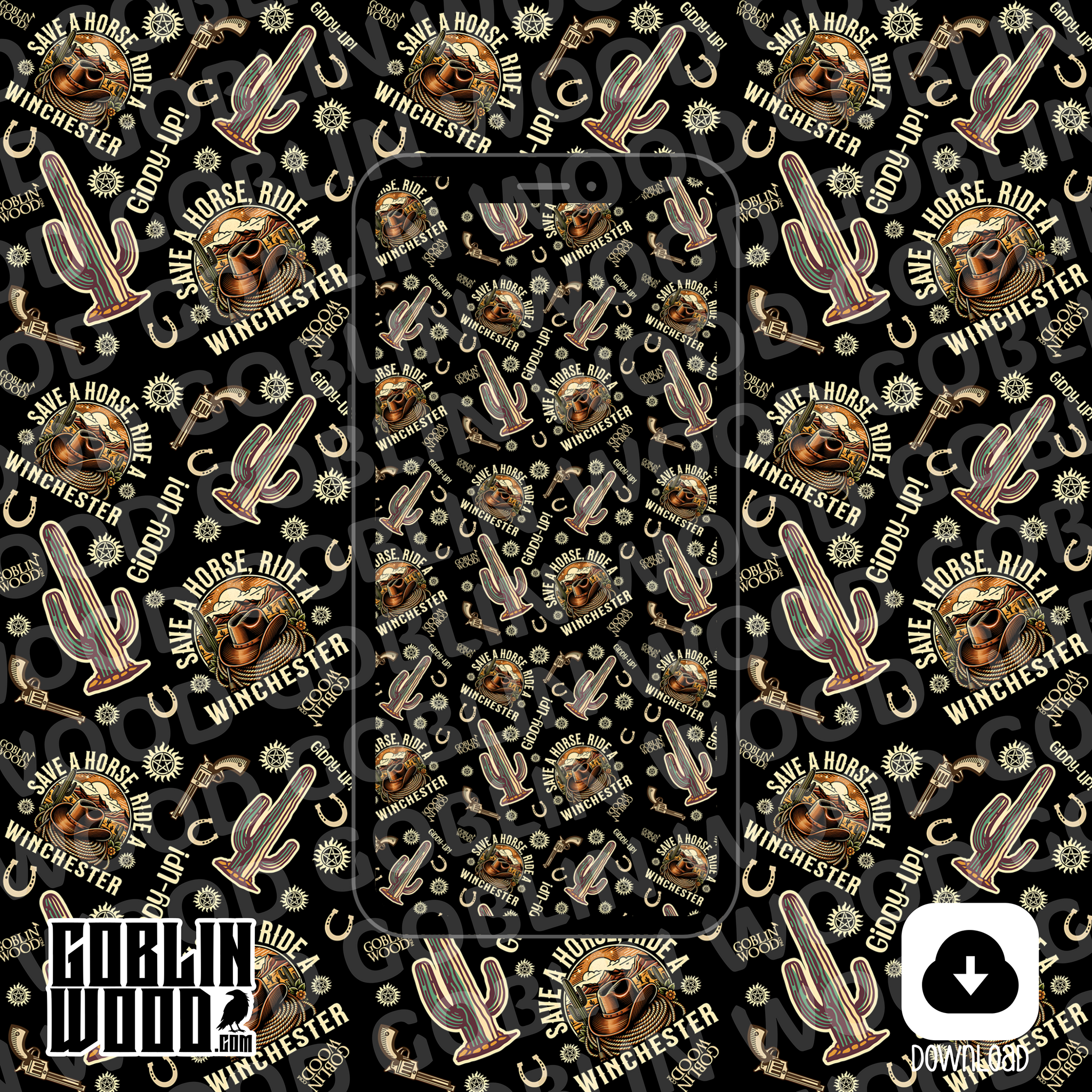 Cowboy Ride Black Phone Background - Goblin Wood Exclusive