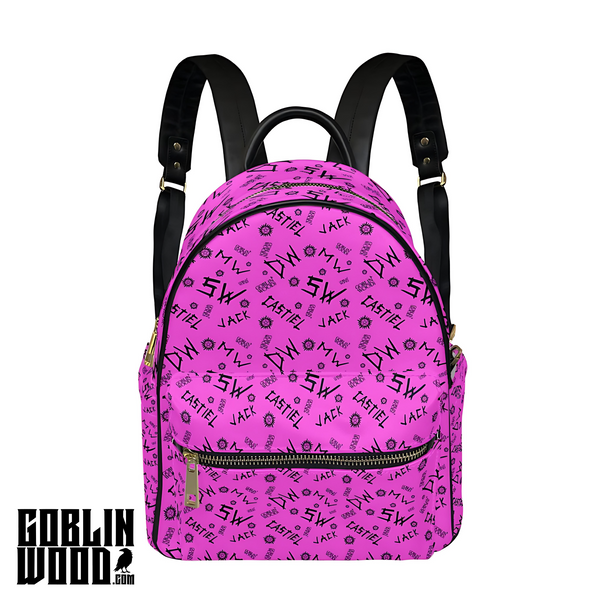 Initials - Pink AOP Mini Backpack - Supernatural Inspired - Goblin Wood Exclusive