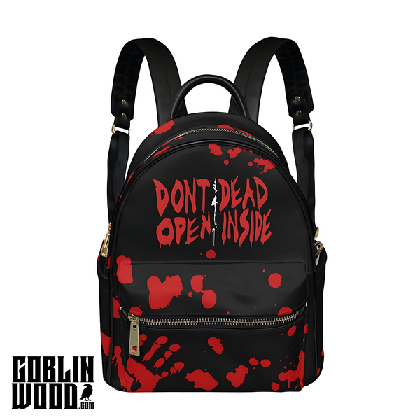 Don't open, Dead Inside - Black Mini Backpack - The Walking Dead Inspired - Goblin Wood Exclusive