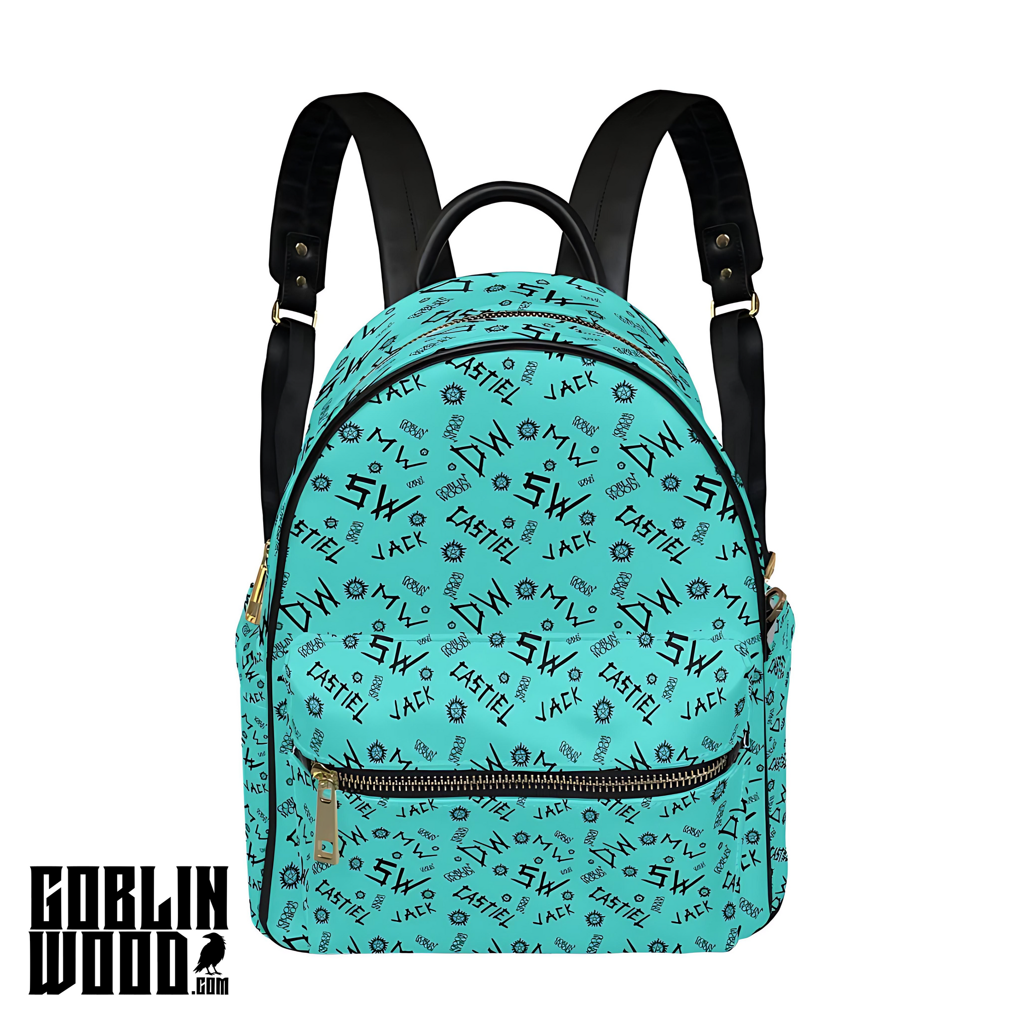 Initials - Teal AOP Mini Backpack - Supernatural Inspired - Goblin Wood Exclusive