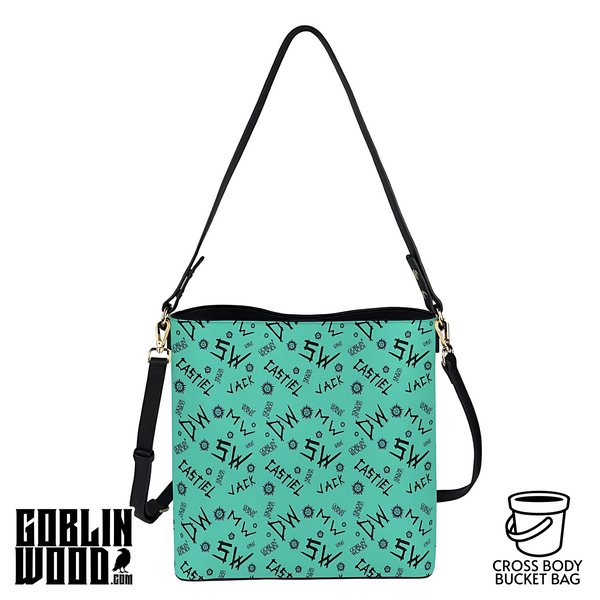 *PRE ORDER* Initials - Teal Cross Body Bucket Bag  - Supernatural Inspired - Goblin Wood Exclusive