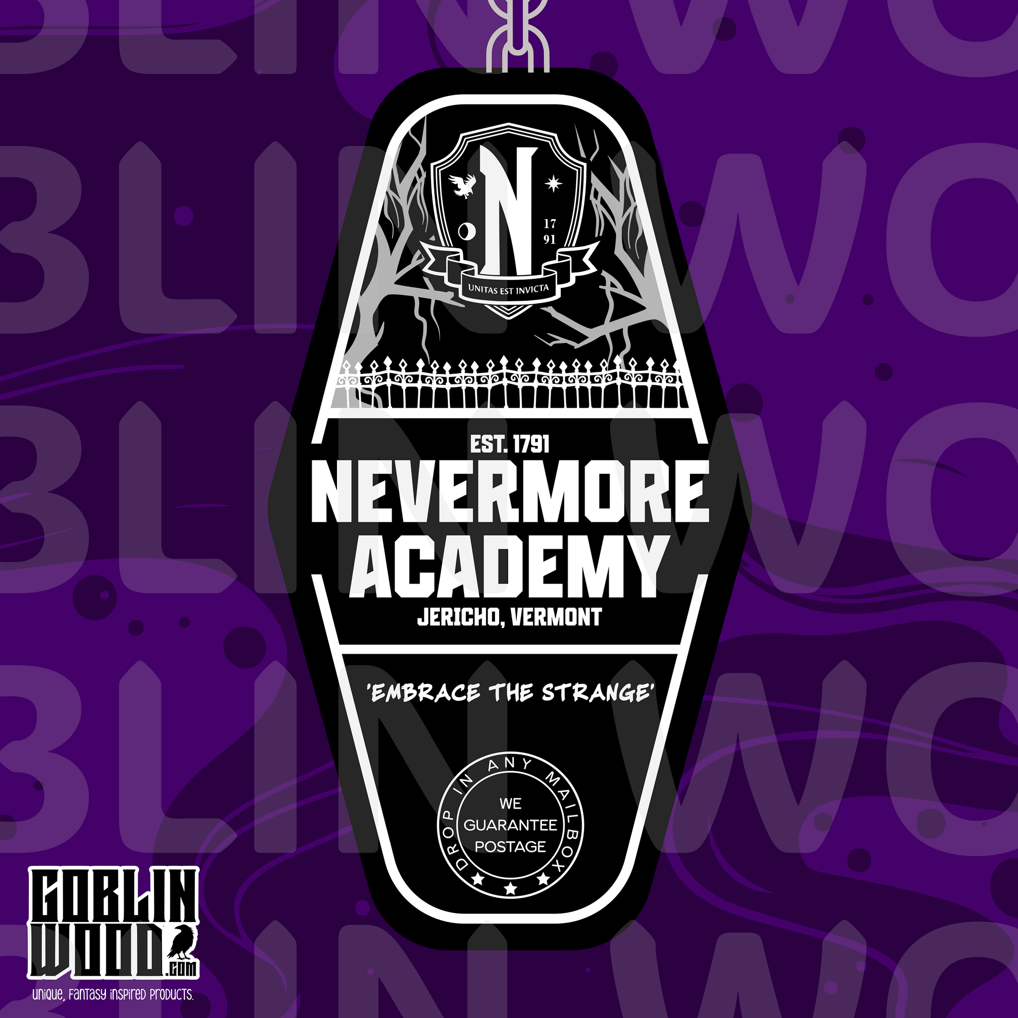 Nevermore Academy - Acrylic Keychain - Wednesday Inspired - Goblin Wood Exclusive