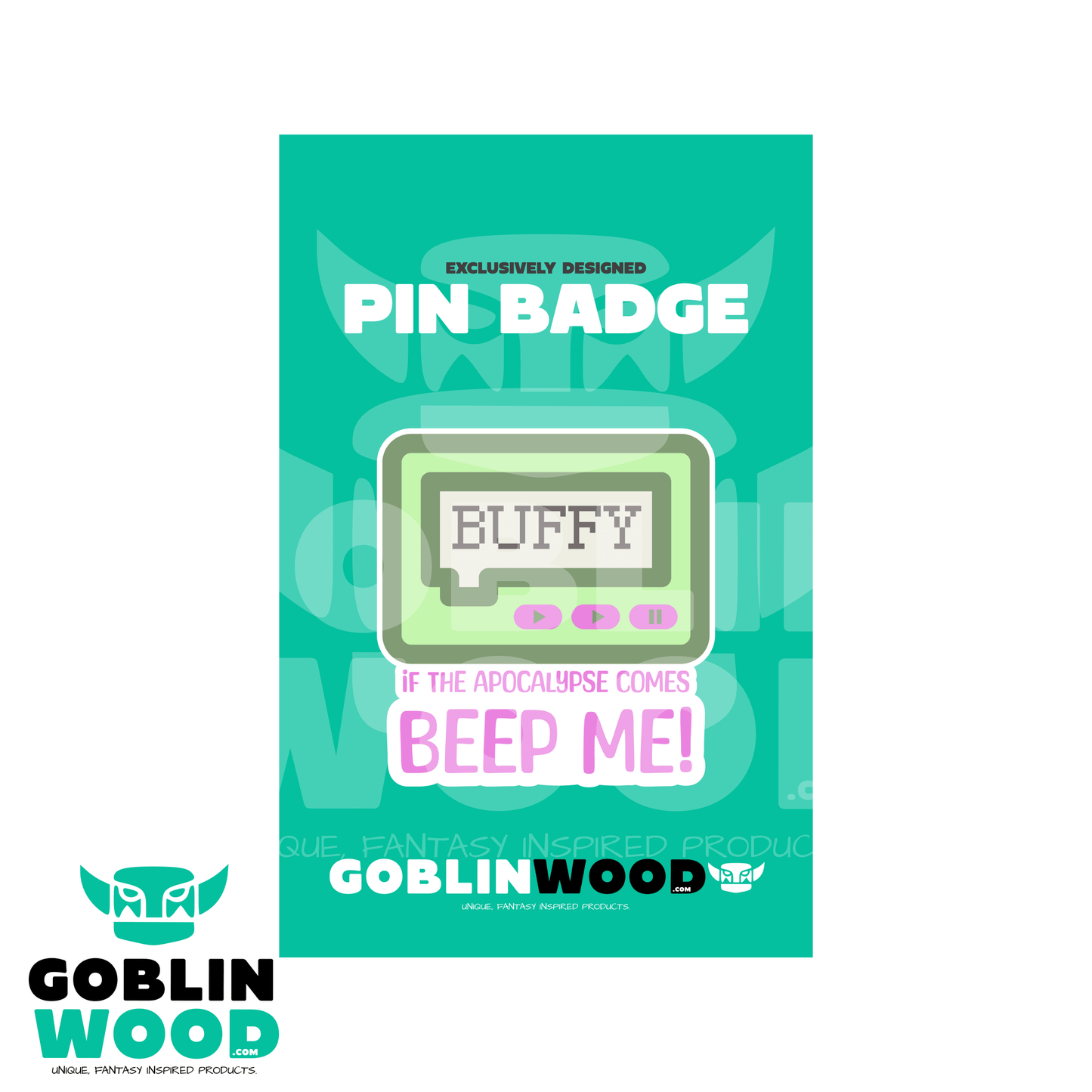 Beep Me - Acrylic Pin Badge - Angel - Goblin Wood Exclusive - Goblin Wood