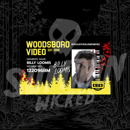 Billy Loomis - Woodsboro Video Membership Card - Scream Inspired - Sumthin Wicked Exclusive - Goblin Wood