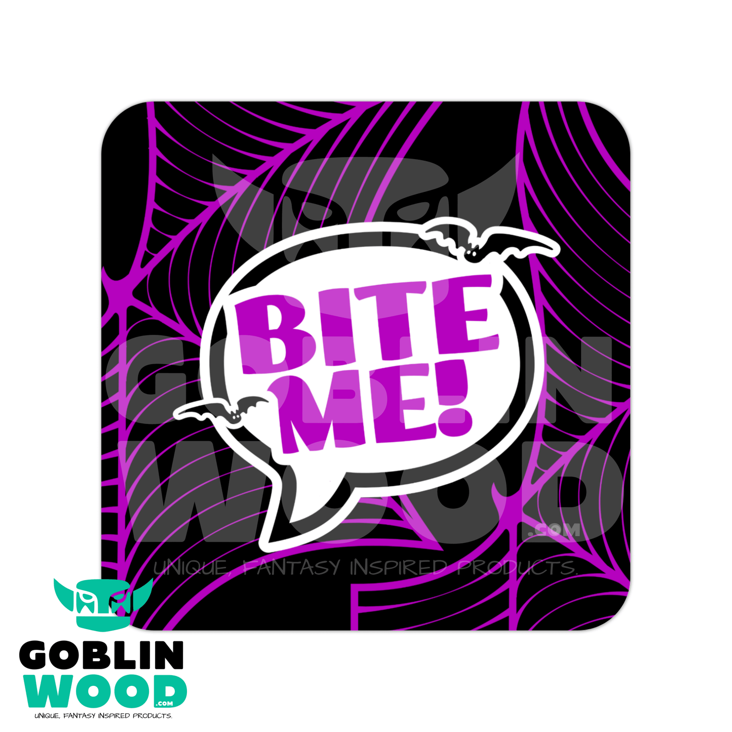Bite Me! - Speech Bubble Drinks Coaster - Buffy Inspired - Goblin Wood Exclusive - Goblin Wood