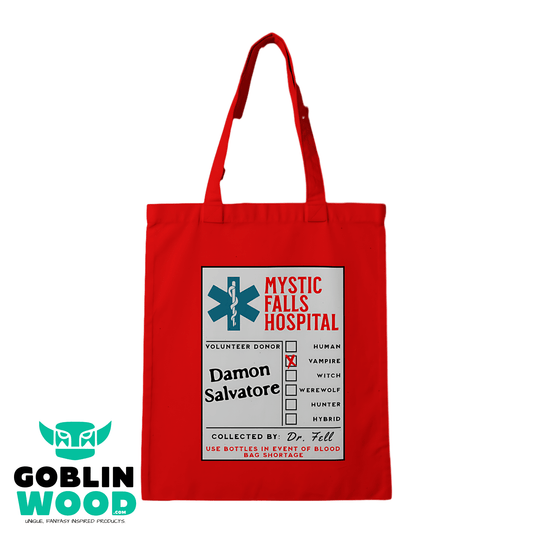 Blood Bag (Damon) - Red Tote Bag - TVD Inspired - Goblin Wood Exclusive - Goblin Wood