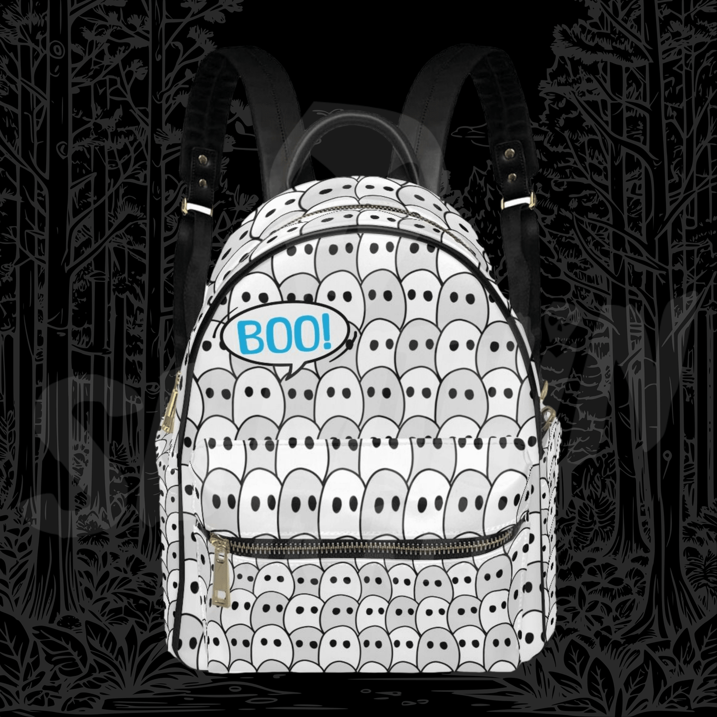 Boo! - AOP PU Mini Backpack - Sumthin Wicked Original - Goblin Wood