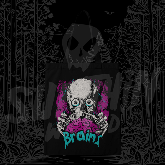 Brains - Black Cotton Tote Bag - Return Of The Living Dead Inspired - Sumthin Wicked Exclusive - Goblin Wood