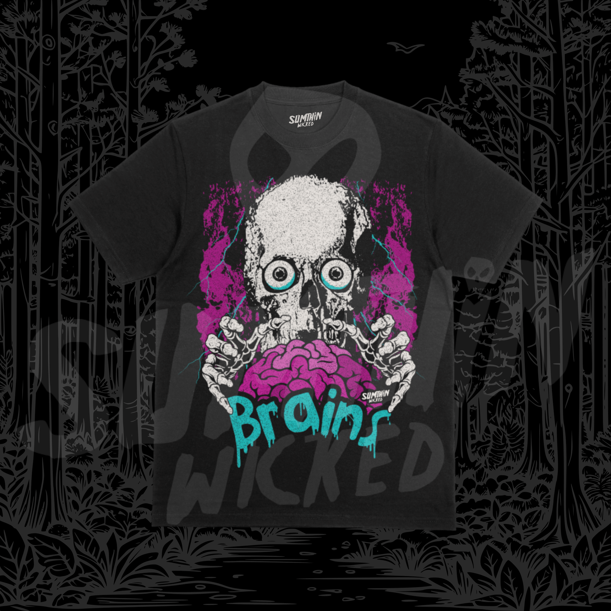 Brains - Black Premium T-Shirt - Return Of The Living Dead Insired - Sumthin Wicked Exclusive - Goblin Wood