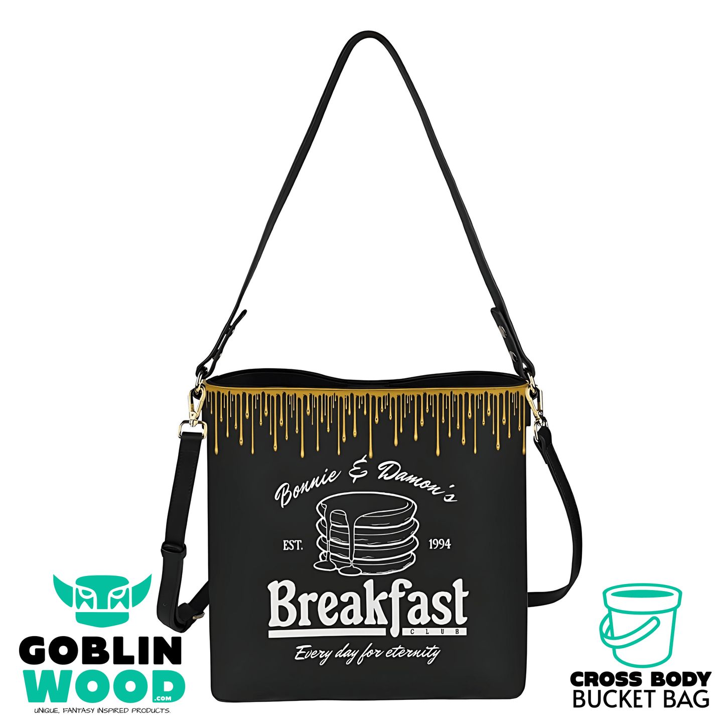 Breakfast Club - Black Cross Body Bucket Bag -  - Goblin Wood Exclusive - Goblin Wood