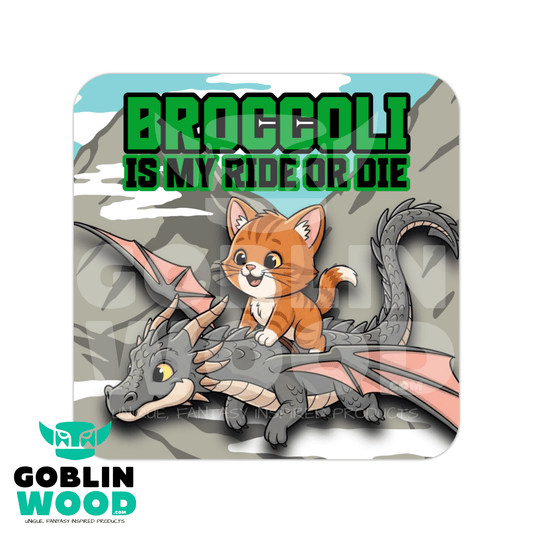 Broccoli - Drinks Coaster - Fourth Wing Inspired - Goblin Wood Exclusive - Goblin Wood