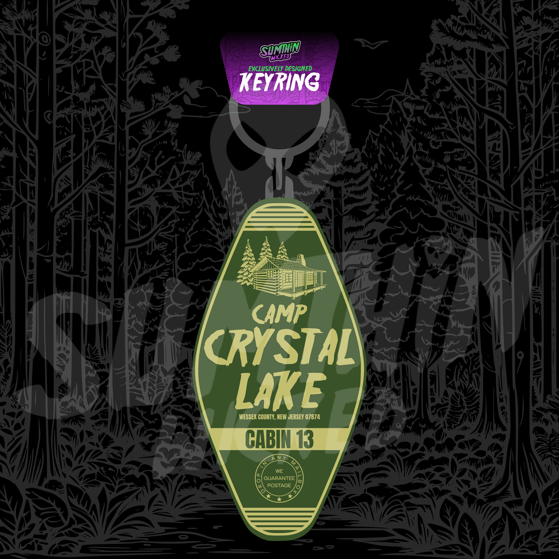 Camp Crystal Lake Cabin 13 - Acrylic Key Fob Keychain - Friday The 13th Inspired - Sumthin Wicked Exclusive - Goblin Wood