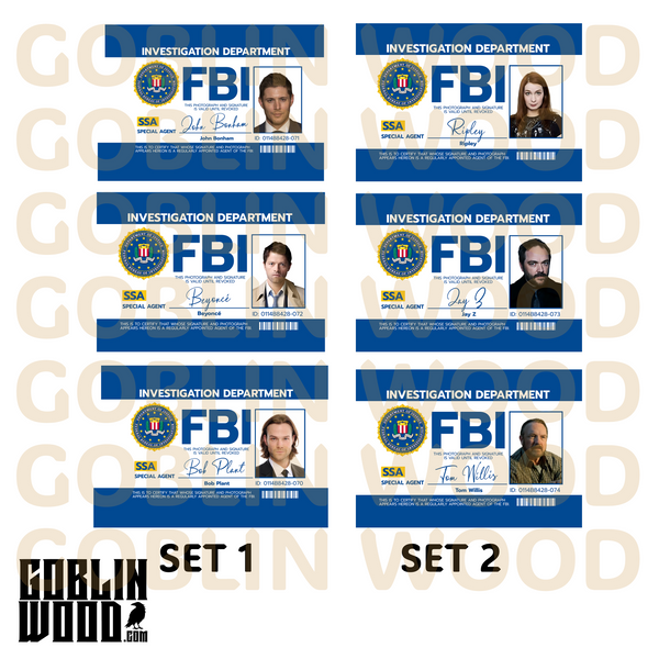 FBI ID Cards - Choice of SIX - Supernatural Inspired - Goblin Wood Exclusive