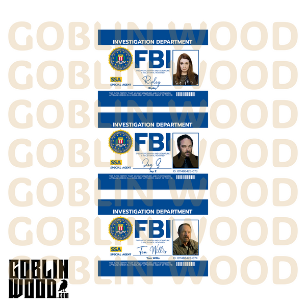 FBI ID Cards - Choice of SIX - Supernatural Inspired - Goblin Wood Exclusive