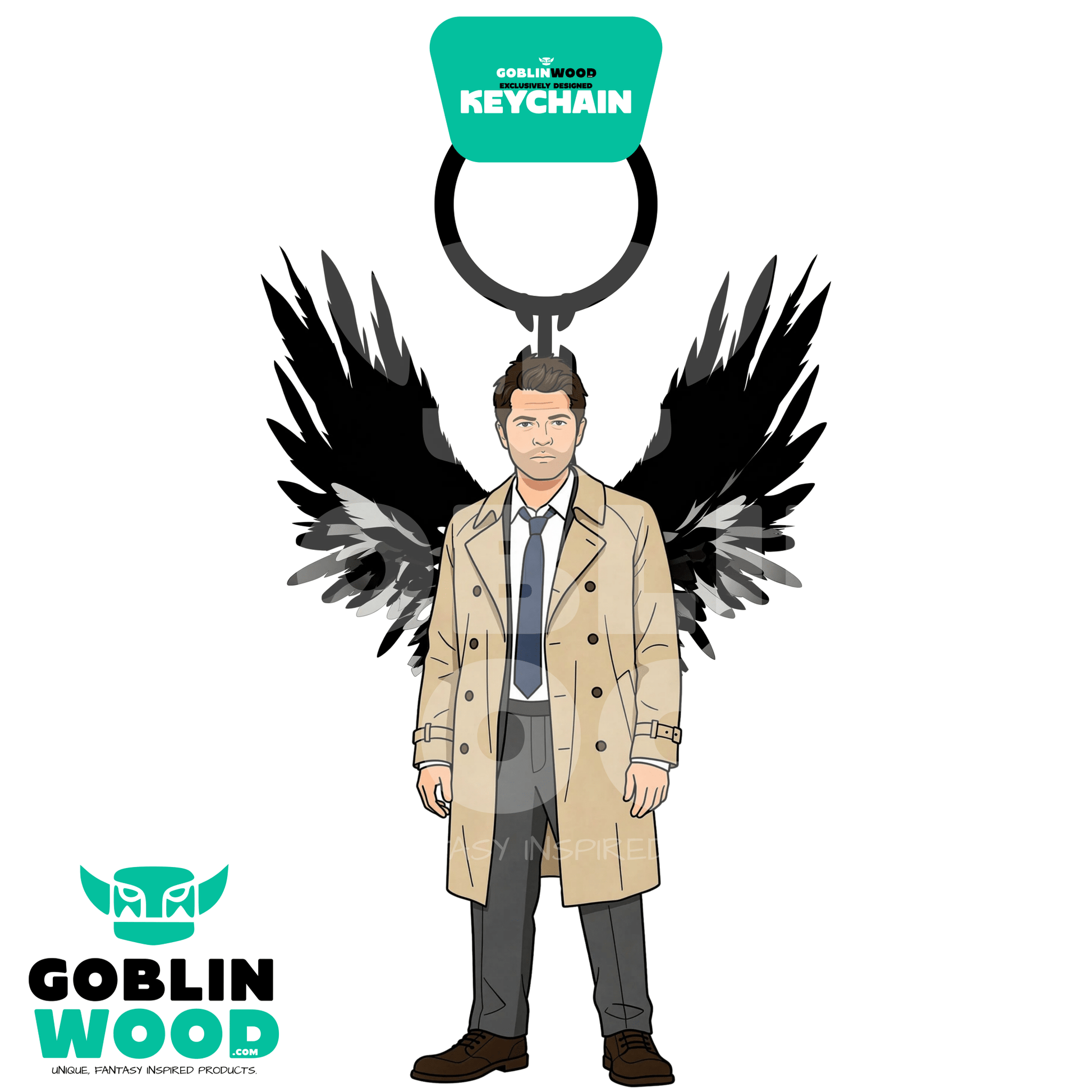 Castiel (Angel) - Acrylic Keychain - Supernatural Inspired - Goblin Wood Exclusive - Goblin Wood