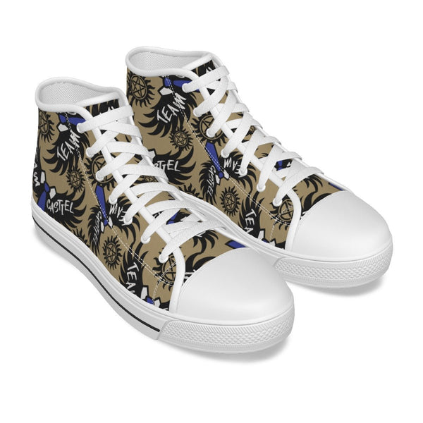 Castiel - AOP Sand Canvas Hi - Top Shoe With Detachable Wings - Supernatural Inspired - Goblin Wood Exclusive - Goblin Wood