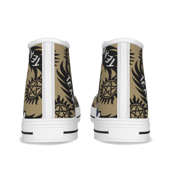 Castiel - AOP Sand Canvas Hi - Top Shoe With Detachable Wings - Supernatural Inspired - Goblin Wood Exclusive - Goblin Wood