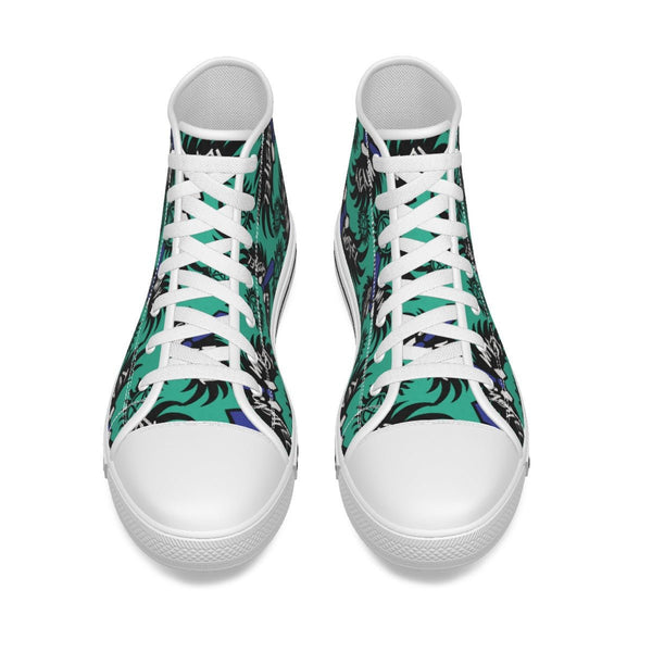 Castiel - AOP Teal Canvas Hi - Top Shoe With Detachable Wings - Supernatural Inspired - Goblin Wood Exclusive - Goblin Wood