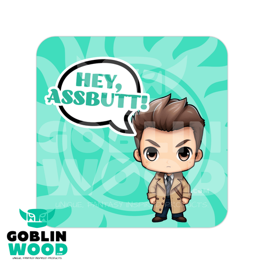 Castiel - Kawaii Speech Bubble Drinks Coaster - Supernatural Inspired - Goblin Wood Exclusive - Goblin Wood
