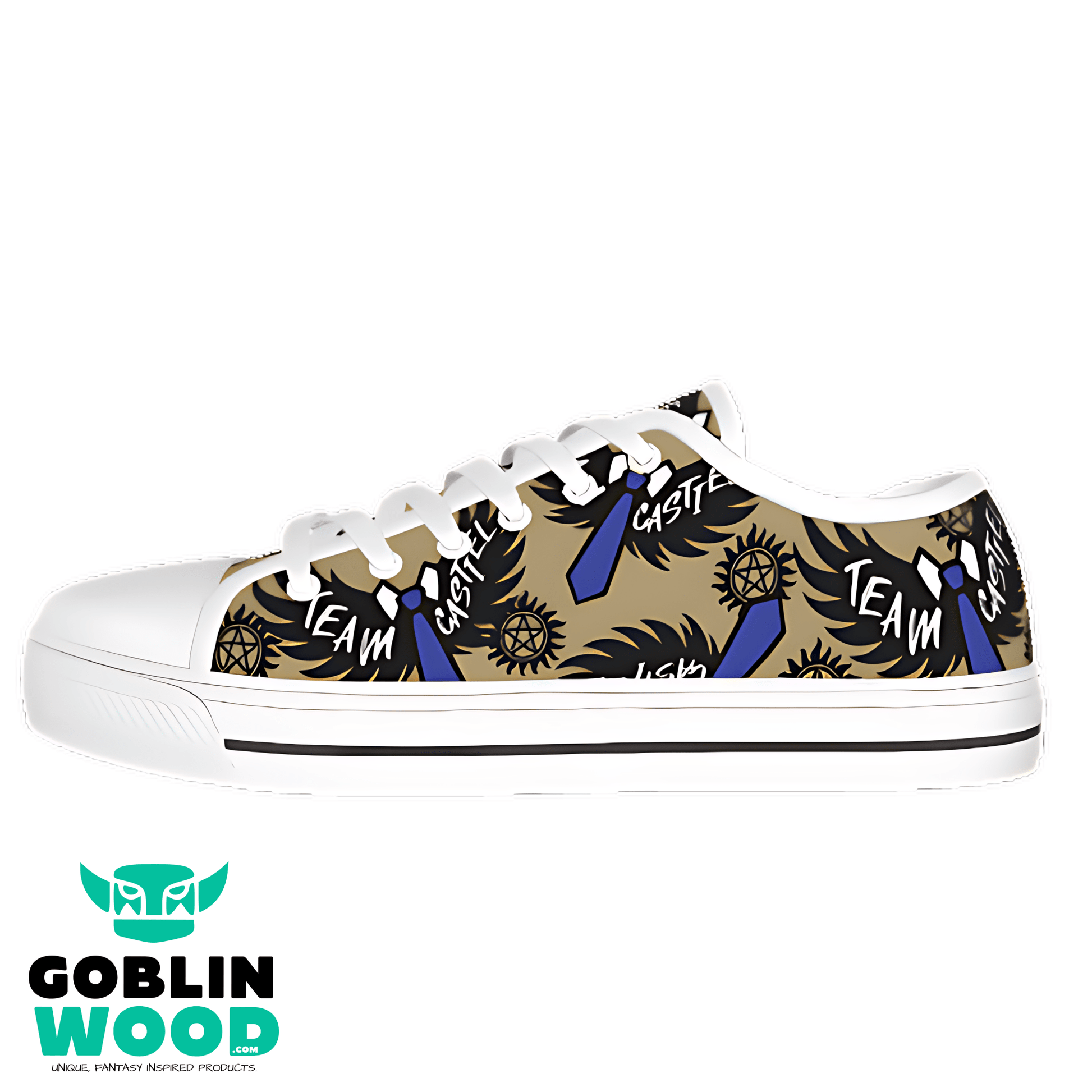 Castiel - Sand AOP Canvas Lo - Top Shoe - Supernatural Inspired - Goblin Wood Exclusive - Goblin Wood