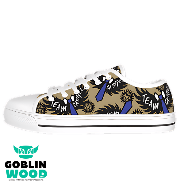 Castiel - Sand AOP Canvas Lo - Top Shoe - Supernatural Inspired - Goblin Wood Exclusive - Goblin Wood