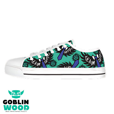 Castiel - Teal AOP Canvas Lo-Top Shoe - Supernatural Inspired - Goblin Wood Exclusive