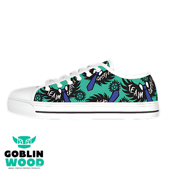 Castiel - Teal AOP Canvas Lo - Top Shoe - Supernatural Inspired - Goblin Wood Exclusive - Goblin Wood