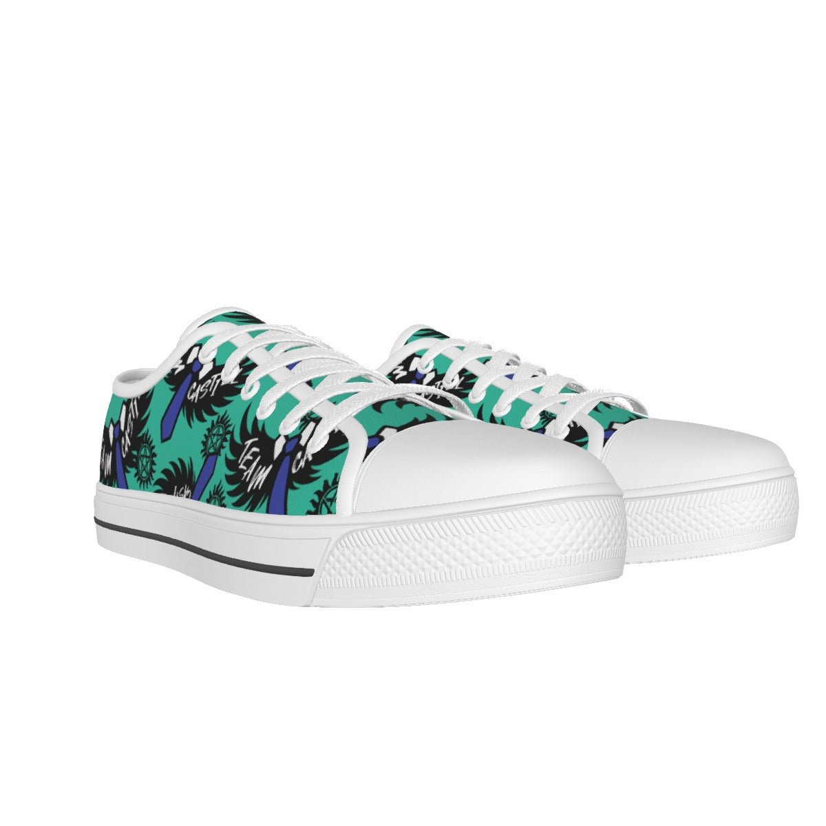 Castiel - Teal AOP Canvas Lo - Top Shoe - Supernatural Inspired - Goblin Wood Exclusive - Goblin Wood