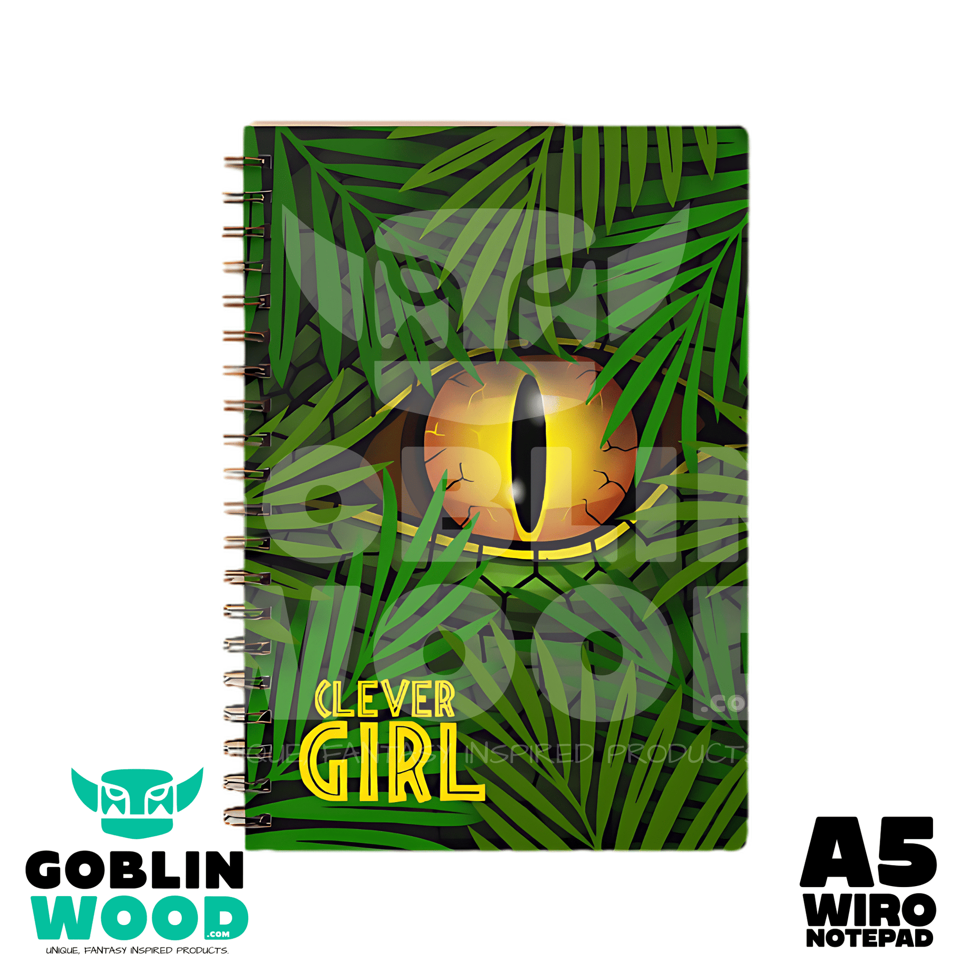 Clever Girl - A5 AOP Lined Notebook - Jurassic Park Inspired - Goblin Wood Exclusive - Goblin Wood