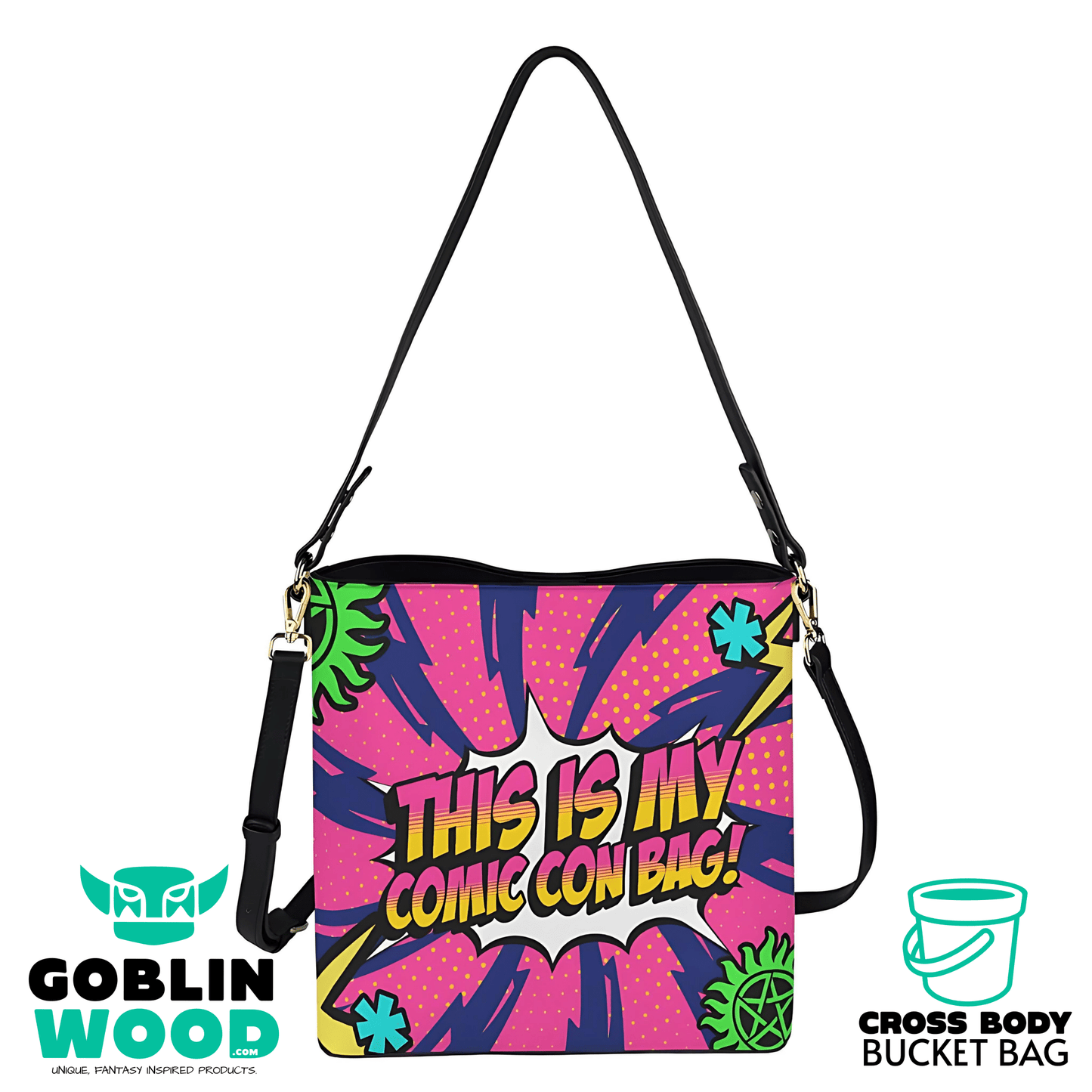 Comic Con - AOP Cross Body Bucket Bag - Supernatural Inspired - Goblin Wood Exclusive - Goblin Wood