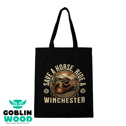 Cowboy Ride - Black Tote Bag - Supernatural Inspired - Goblin Wood Exclusive - Goblin Wood