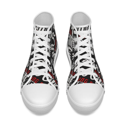 Crowley - Black AOP Canvas Hi - Top Shoe - Supernatural Inspired - Goblin Wood Exclusive - Goblin Wood