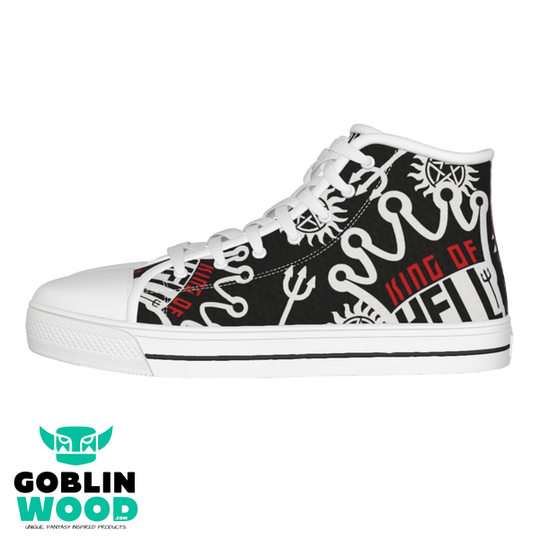 Crowley - Black AOP Canvas Hi - Top Shoe - Supernatural Inspired - Goblin Wood Exclusive - Goblin Wood