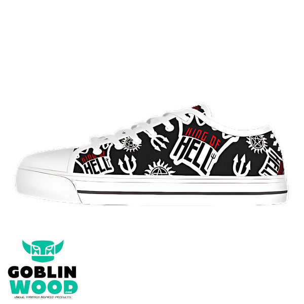 Crowley - Black AOP Canvas Lo - Top Shoe - Supernatural Inspired - Goblin Wood Exclusive - Goblin Wood