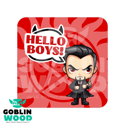 Crowley - Kawaii Speech Bubble Drinks Coaster - Supernatural Inspired - Goblin Wood Exclusive