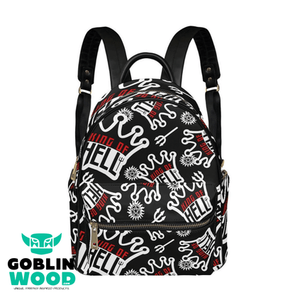 Crowley King Of Hell - (Black) AOP Mini Backpack - Supernatural Inspired - Goblin Wood Exclusive - Goblin Wood