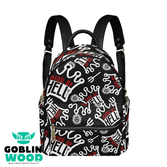 Crowley King Of Hell - (Black) AOP Mini Backpack - Supernatural Inspired - Goblin Wood Exclusive - Goblin Wood