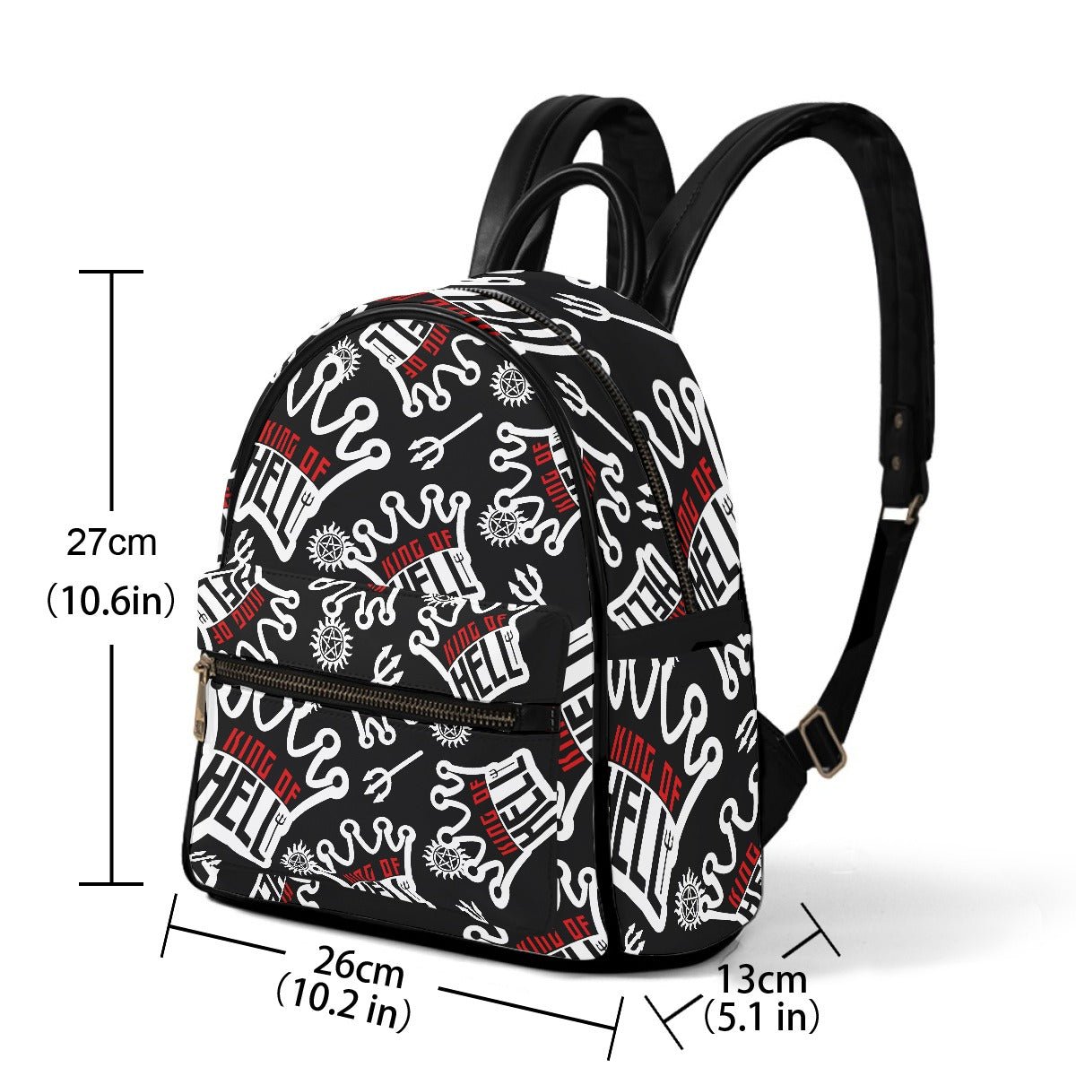 Crowley King Of Hell - (Black) AOP Mini Backpack - Supernatural Inspired - Goblin Wood Exclusive - Goblin Wood