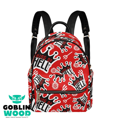 Crowley King Of Hell - (Red) AOP Mini Backpack - Supernatural Inspired - Goblin Wood Exclusive - Goblin Wood