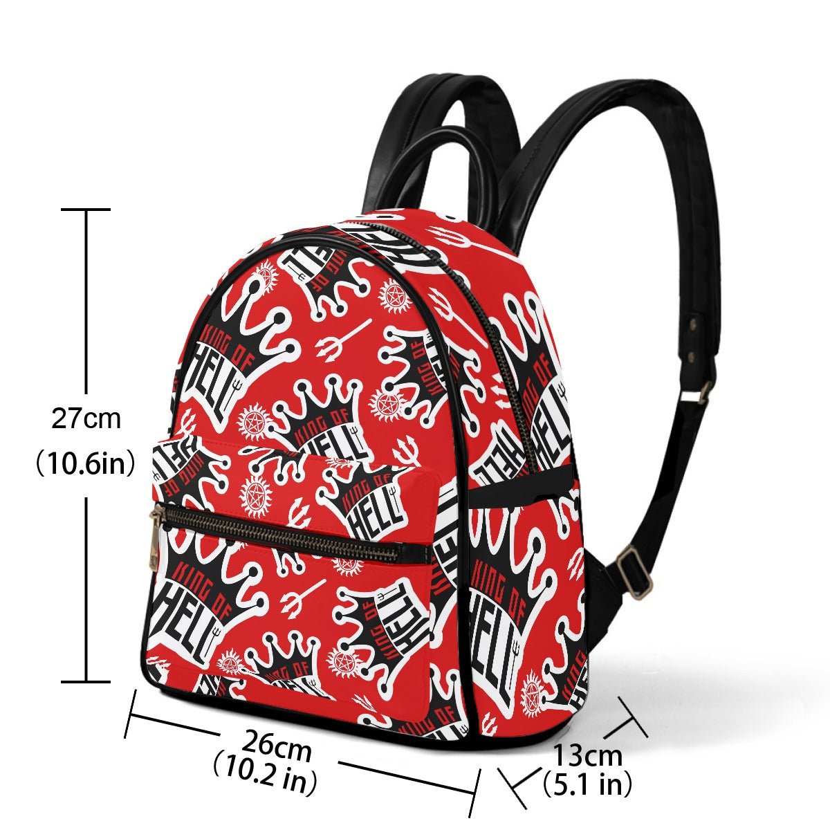 Crowley King Of Hell - (Red) AOP Mini Backpack - Supernatural Inspired - Goblin Wood Exclusive - Goblin Wood