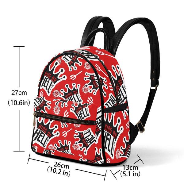 Crowley King Of Hell - (Red) AOP Mini Backpack - Supernatural Inspired - Goblin Wood Exclusive - Goblin Wood