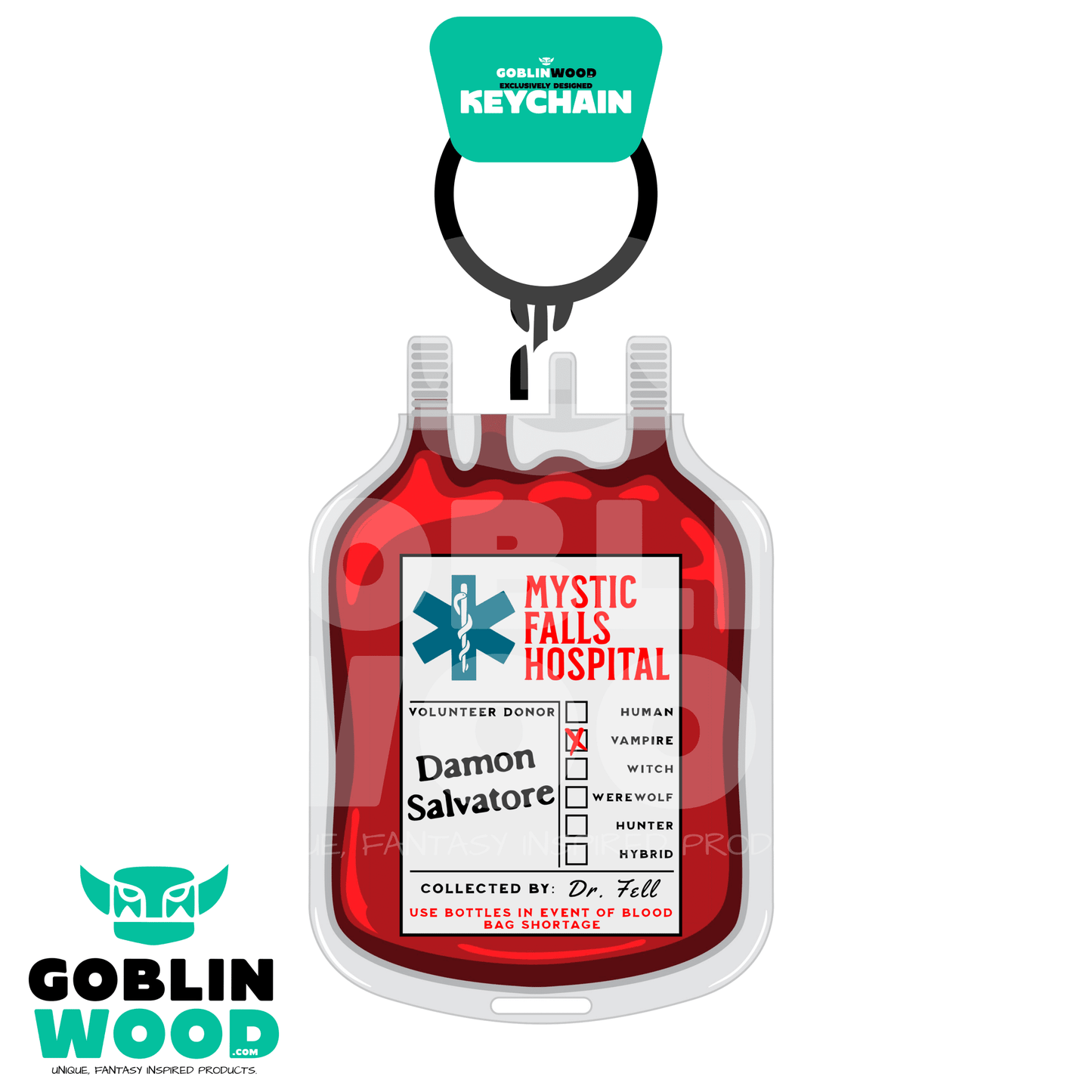 Damon Blood Bag - Acrylic Keychain -  - Goblin Wood Exclusive - Goblin Wood