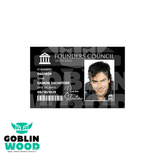 Damon Salvatore - Founders Council ID Card - TVD Inspired - Goblin Wood Exclusive - Goblin Wood