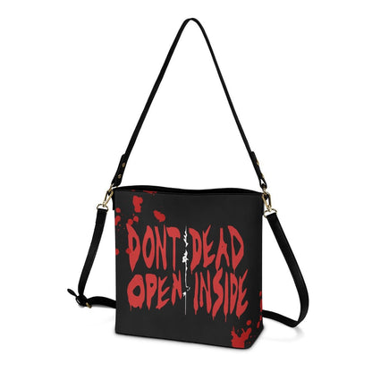 Don't Open, Dead Inside - Black Cross Body Bucket Bag - The Walking Dead Inspired - Goblin Wood Exclusive - Goblin Wood