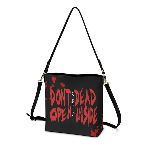 Don't Open, Dead Inside - Black Cross Body Bucket Bag - The Walking Dead Inspired - Goblin Wood Exclusive - Goblin Wood