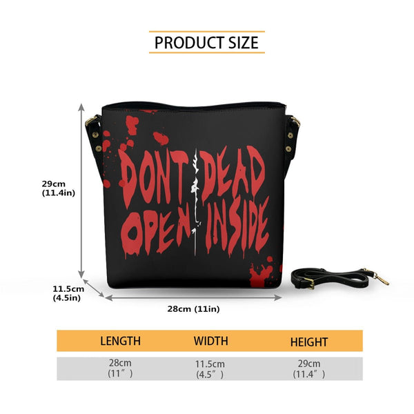 Don't Open, Dead Inside - Black Cross Body Bucket Bag - The Walking Dead Inspired - Goblin Wood Exclusive - Goblin Wood